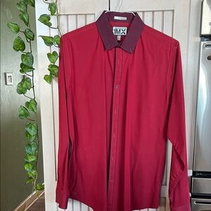 Express Deep Red Men's Dress Shirt